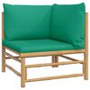 vidaXL 7 Piece Garden Lounge Set with Green Cushions Bamboo