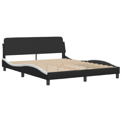 vidaXL Bed Frame with LED Light Black and White 152x203 cm Faux Leather