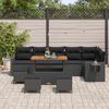 vidaXL Garden Sofa Set Height-Adjustable 10 pcs Black Poly Rattan