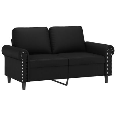 vidaXL 2-Seater Sofa with Pillows&Cushions Black 120 cm Faux Leather