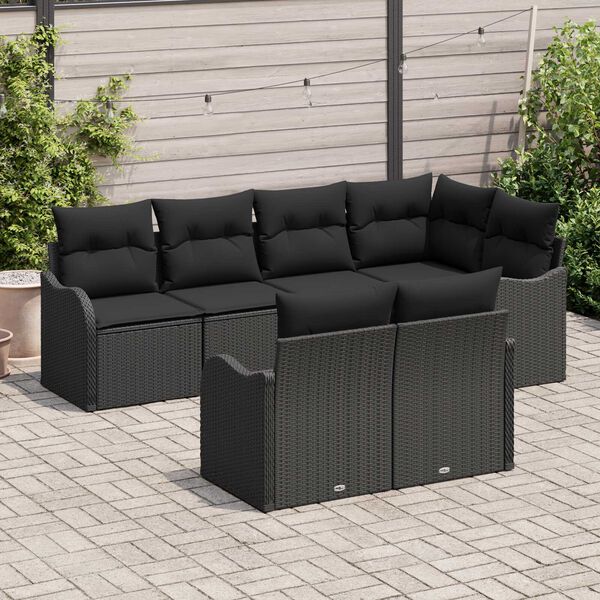 vidaXL Garden Sofa Set Black Poly Rattan