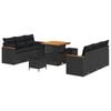 vidaXL Garden Sofa Set with Cushion with Storage Black Poly rattan