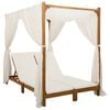 vidaXL Double Sun Lounger with Canopy and Curtains Solid Acacia Wood