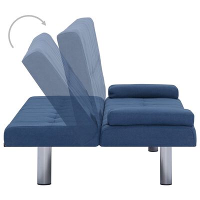 vidaXL Sofa Bed with Two Pillows Blue Polyester