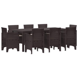 vidaXL Garden Dining Set 9 pcs Brown Polypropylene