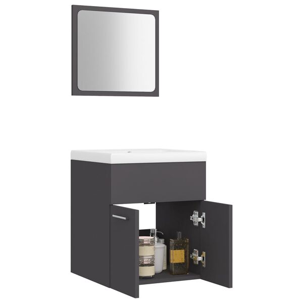 vidaXL Bathroom Furniture Set Grey Engineered Wood