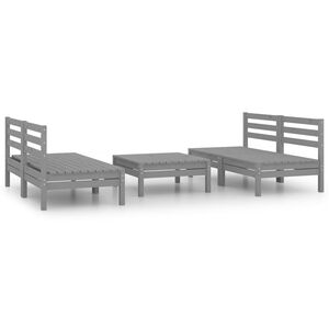 vidaXL 5 Piece Garden Lounge Set Grey Solid Pinewood