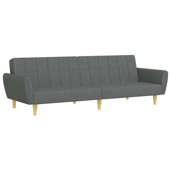 vidaXL 2-Seater Sofa Bed with Footstool Dark Grey Fabric