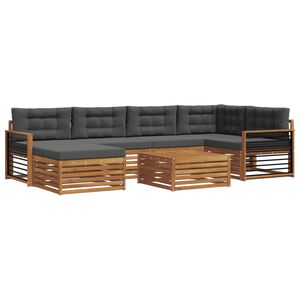 vidaXL Outdoor Sofa Set 7 pcs Natural and Anthracite