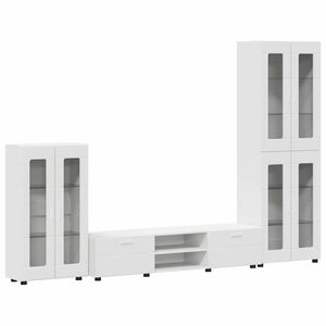 vidaXL TV Cabinet Set with Drawer with Shelf White Engineered Wood