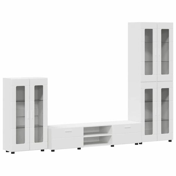 vidaXL TV Cabinet Set with Drawer with Shelf White Engineered Wood