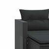 vidaXL Garden Sofa 2-Seater with Stools Black Poly Rattan