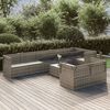 vidaXL 9 Piece Garden Lounge Set with Cushions Grey Poly Rattan