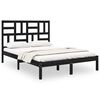 vidaXL Bed Frame without Mattress Black Solid Wood 135x190 cm