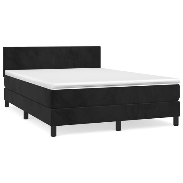 vidaXL Box Spring Bed with Mattress Black 137x187 cm Double Size Velvet
