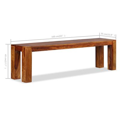 vidaXL Bench Solid Sheesham Wood 160x35x45 cm