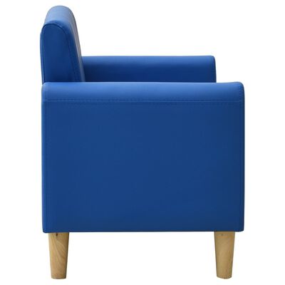 vidaXL 2-Seater Children Sofa Blue Faux Leather