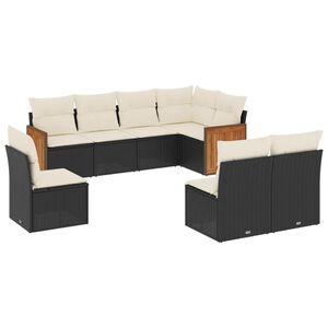 vidaXL 8 Piece Garden Sofa Set with Cushions Black Poly Rattan