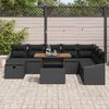 vidaXL Garden Sofa Set Height-Adjustable 9 pcs Black Poly Rattan