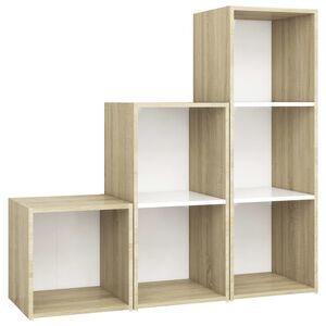 vidaXL 3 Piece TV Cabinet Set White and Sonoma Oak Engineered Wood