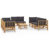 vidaXL 9 Piece Garden Lounge Set with Dark Grey Cushions Bamboo