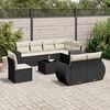 vidaXL 9 Piece Garden Sofa Set with Cushions Black Poly Rattan
