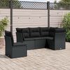 vidaXL 5 Piece Garden Sofa Set with Cushions Black Poly Rattan