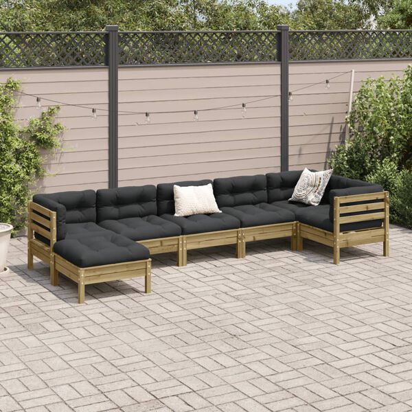 vidaXL 7 Piece Garden Sofa Set with Cushions Impregnated Wood Pine