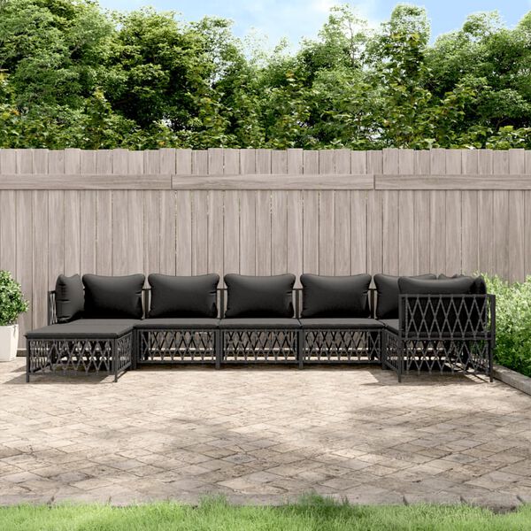 vidaXL 7 Piece Garden Lounge Set with Cushions Anthracite Steel