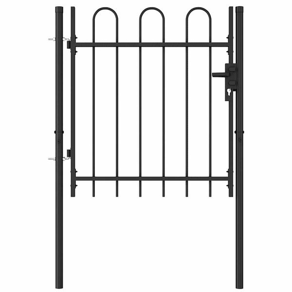 vidaXL Fence Gate Boxtel Single Door with Arched Top Steel 1x1 m Black