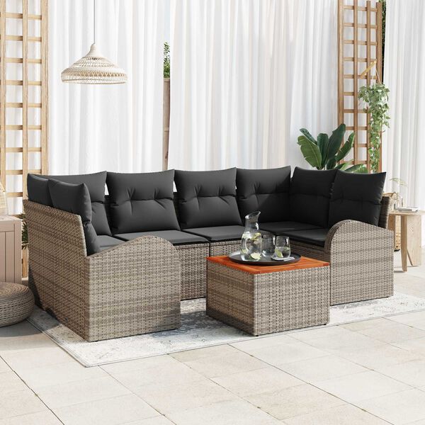 vidaXL Garden Sofa Set 7 pcs Grey