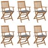 vidaXL Folding Garden Chairs 6 pcs with Cushions Solid Acacia Wood