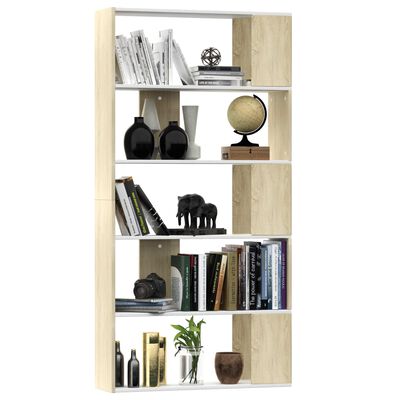 vidaXL Book Cabinet/Room Divider White and Sonoma Oak 80x24x159 cm Engineered Wood