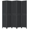 vidaXL Room Divider 5 Panels Black Solid Wood Paulownia