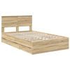 vidaXL Bed Frame with Drawer Sonoma Oak 135 x 190 cm Engineer Wood