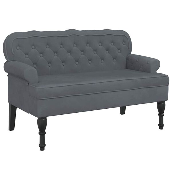 vidaXL Bench with Backrest Dark Grey 119.5x64.5x75 cm Velvet