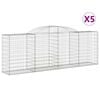 vidaXL Arched Gabion Baskets 5 pcs 300x50x100/120 cm Galvanised Iron
