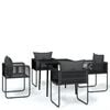 vidaXL 5 Piece Garden Dining Set Black