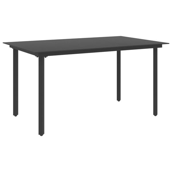 vidaXL Garden Dining Table Black 150x80x74 cm Steel and Glass