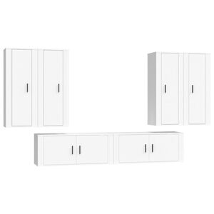 vidaXL 6 Piece TV Cabinet Set White Engineered Wood