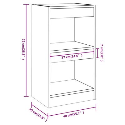 vidaXL Book Cabinet/Room Divider White 40x30x72 cm