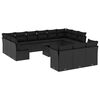 vidaXL 14 Piece Garden Sofa Set with Cushions Black Poly Rattan