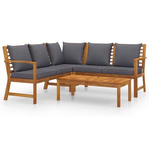 vidaXL 4 Piece Garden Lounge Set with Cushion Solid Acacia Wood