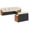 vidaXL 7 Piece Garden Sofa Set with Cushions Black Poly Rattan