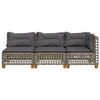 vidaXL Garden Sofa with Cushions 3-Seater Grey Poly Rattan
