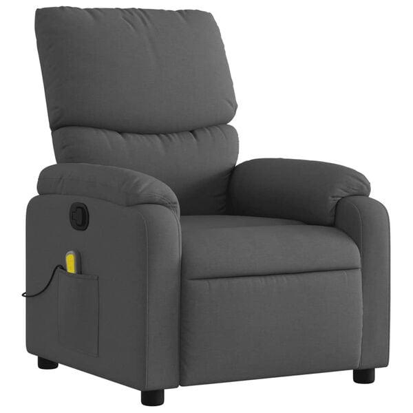 vidaXL Massage Recliner Chair Dark Grey Fabric