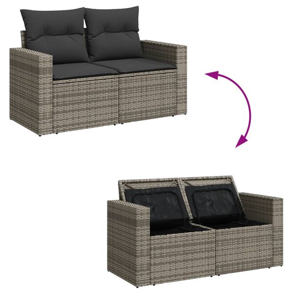 vidaXL 5 Piece Garden Sofa Set with Cushions Grey Poly Rattan