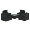 vidaXL 5 Piece Garden Lounge Set with Cushions Poly Rattan Black