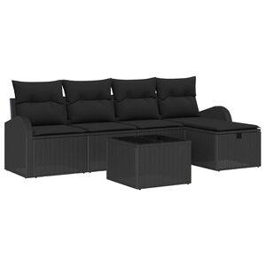 vidaXL Sofa Set with Cushion with Storage 6 pcs Black Poly Rattan