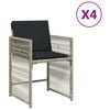 vidaXL Garden Chairs with Cushions 4 pcs Light Grey Poly Rattan